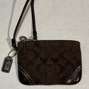 Coach signature wristlet brown